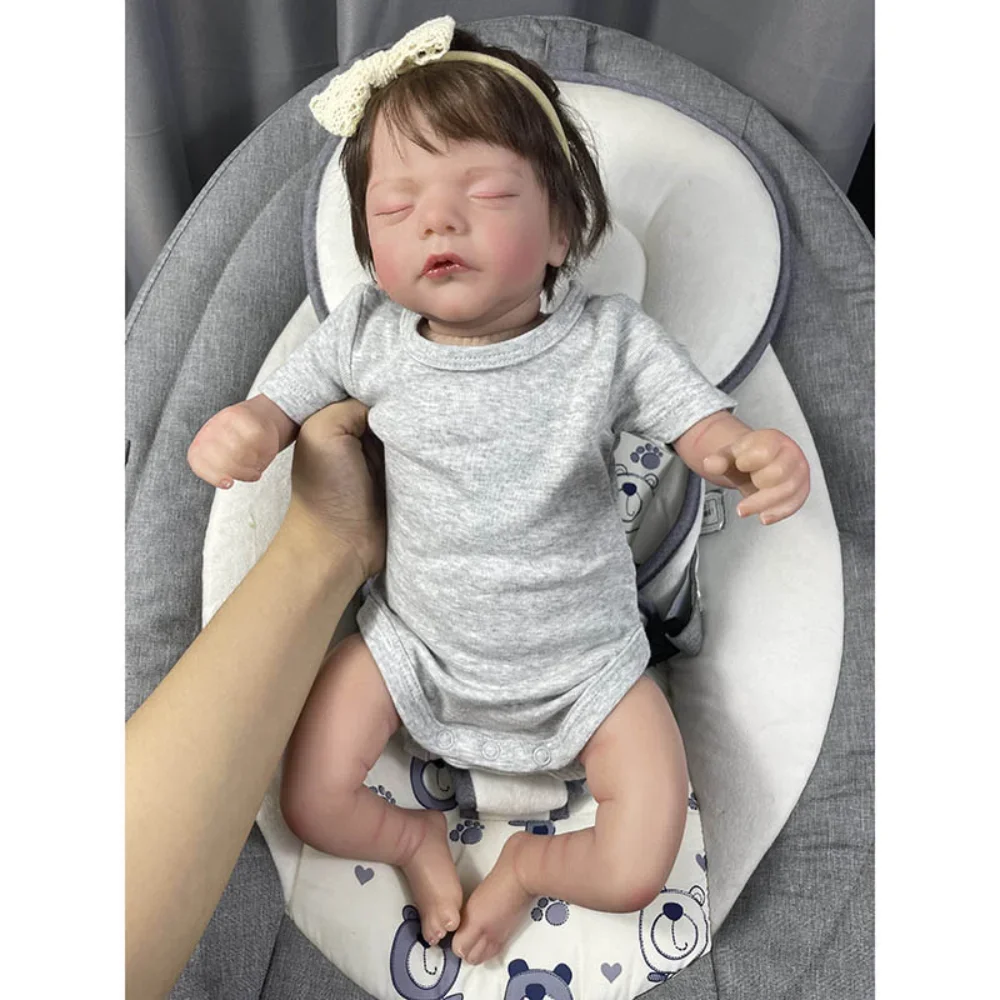 45cm Already Finished Bebe Reborn Doll Sam Newborn Sleeping Baby Soft Touch Lifelike Hand Painted 3D Skin Baby Bebés Reborns