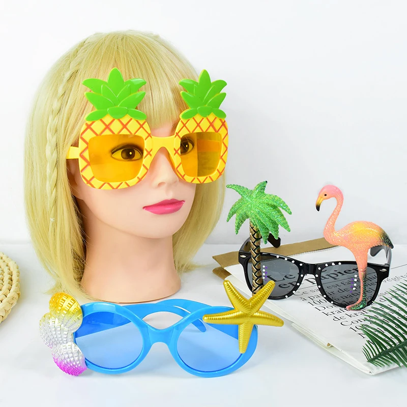 

Hawaii Party Funny Glasses Flamingo Crab Guitar Pineapple Glasses Summer Tropical Beach Wedding Birthday Party Photo Booth Prop