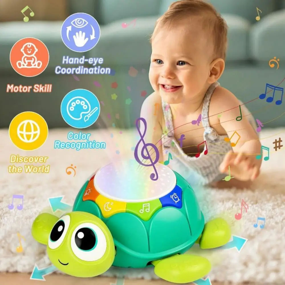 

Plastic Musical Crawling Turtle Toys Simulation Interactive Starlight Turtle Infant Toys Sound and Light Early Education