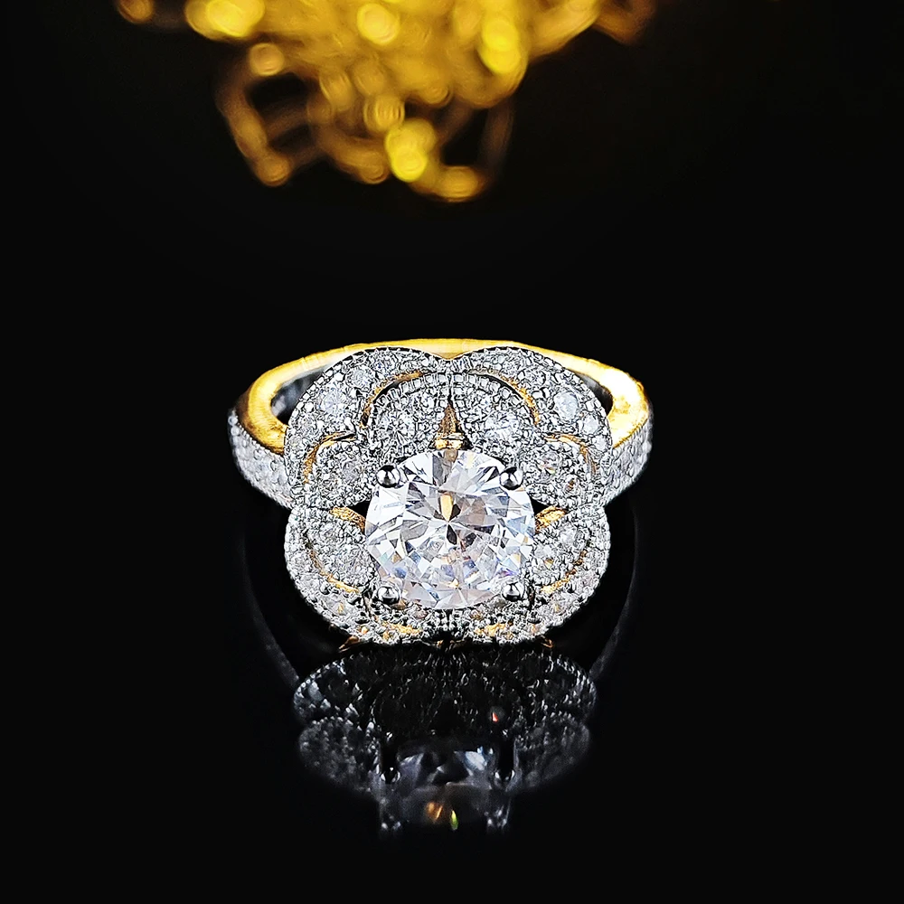 2024 New Arrival Luxury Blossoms Engagement Ring for Women Anniversary Gift Jewelry Wholesale R7517b