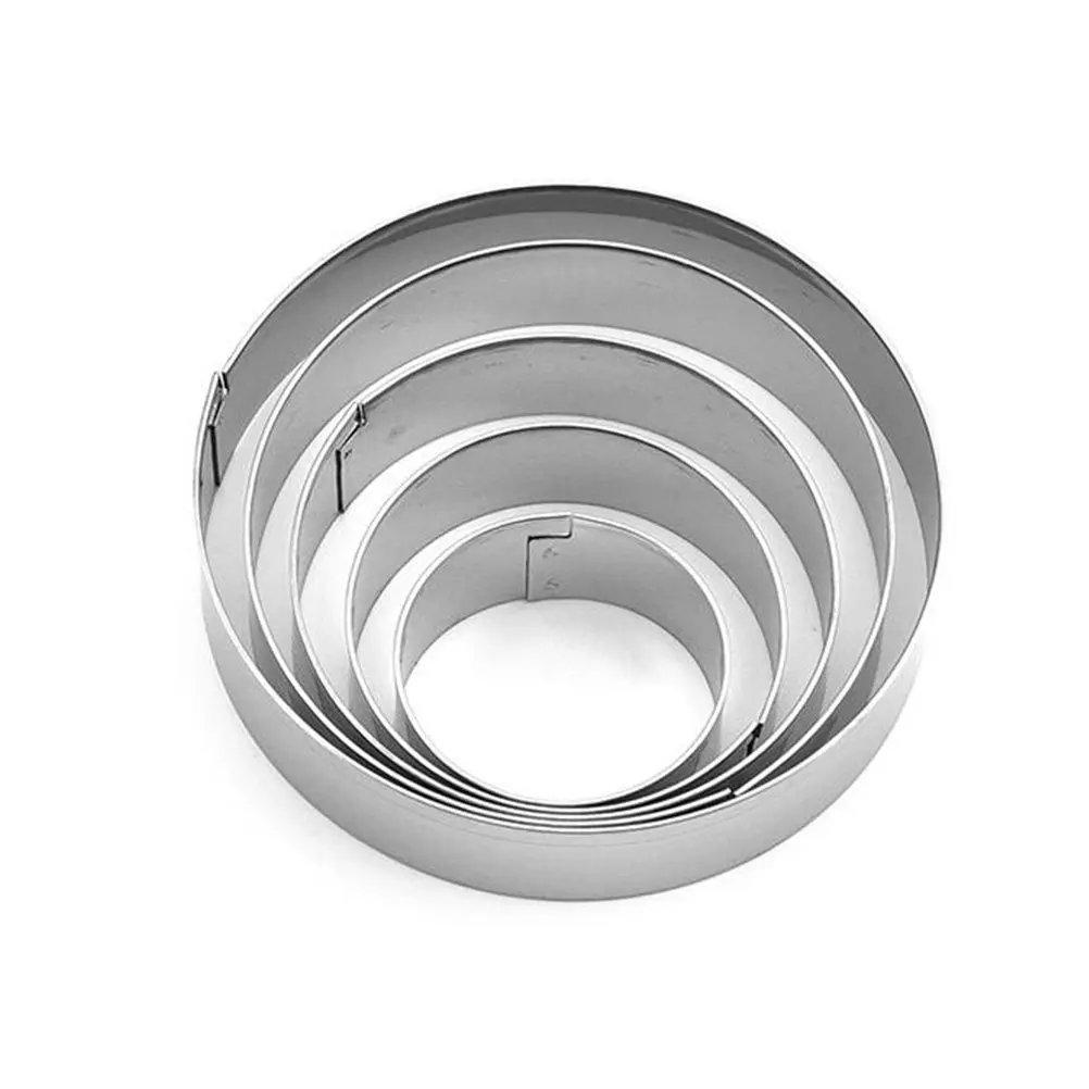 2Sets Food Safe Stainless Steel Cookie Cutters Round Biscuit Mold for Dough Fondant Pancakes Fruits Tortillas Sandwiches Kitchen