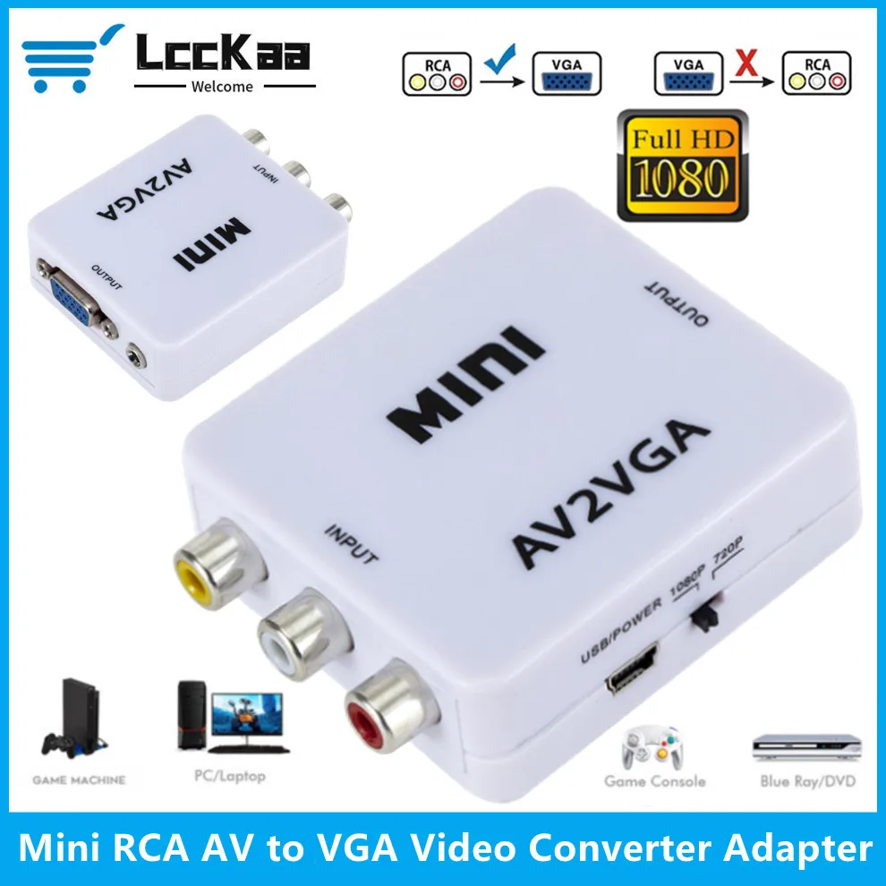 1080P RCA CVBS AV to VGA Video Converter with 3.5mm Audio for  AV RCA to VGA Video Adapter  for TV Box to HDTV Monitor Conversor