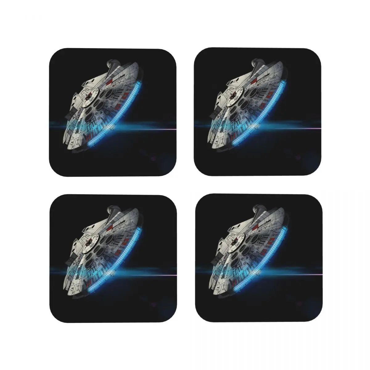 

Millennium Falcon Coasters Kitchen Placemats Non-slip Insulation Cup Coffee Mats For Decor Home Tableware Pads Set of 4