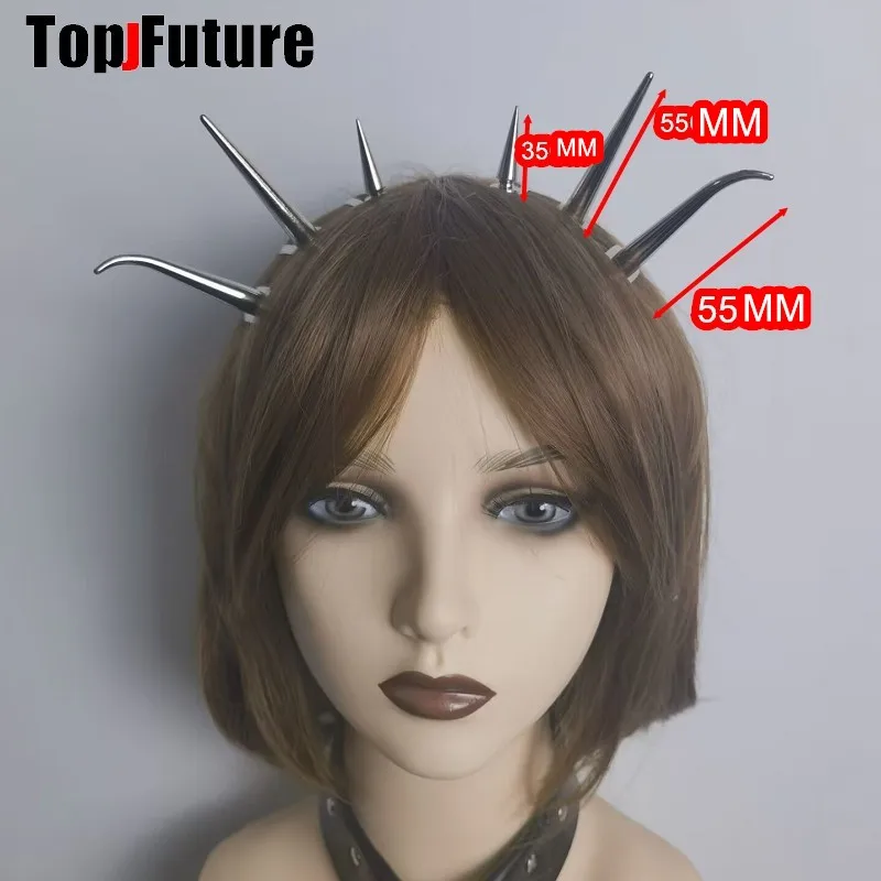 Women Men Harajuku Gothic Punk Y2K Lolita Spikes rivet hairpin Demon Horn hairclip Batterttes Girl spike steampunk Hairpins Gift