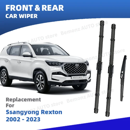 Escobilla limpiaparabrisas delantera y trasera LHD para Ssangyong Rexton MK1 Y200 Y250 Y290 MK2 Y400 Y450 2002 - 2023 accesorios de parabrisas