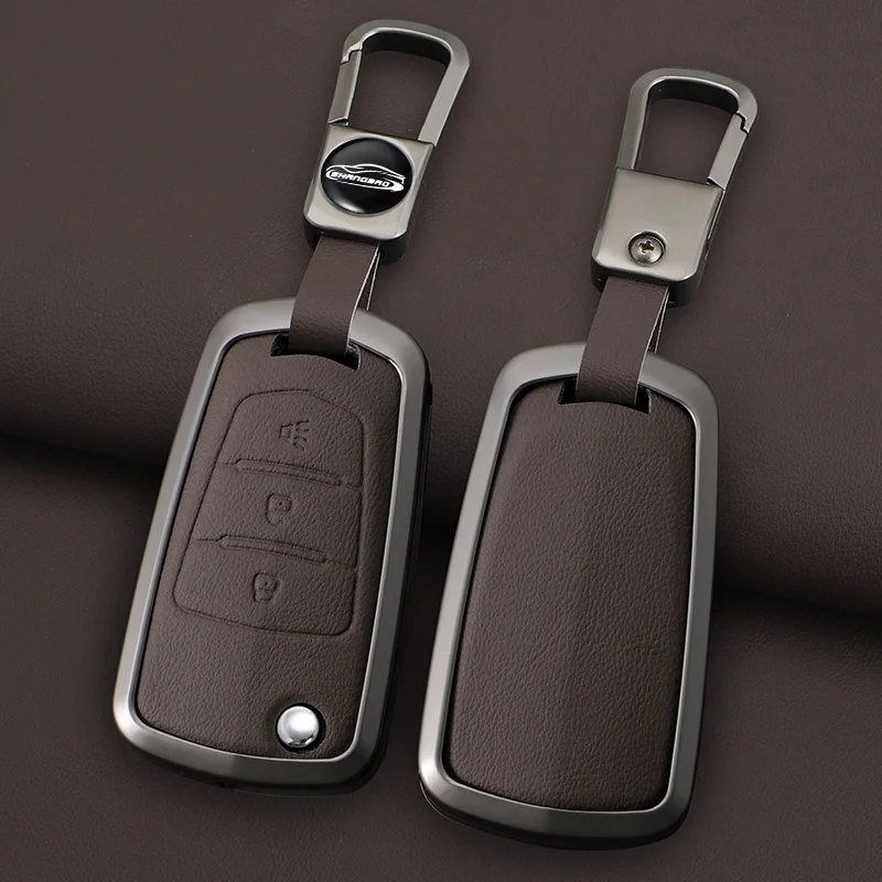 Leather Car Key Cases For Great Wall Haval Hover H1 H3 H6 H2 H5 C50 C30 C20R M4 3 Buttons Folding Keychain Remote Control Cover