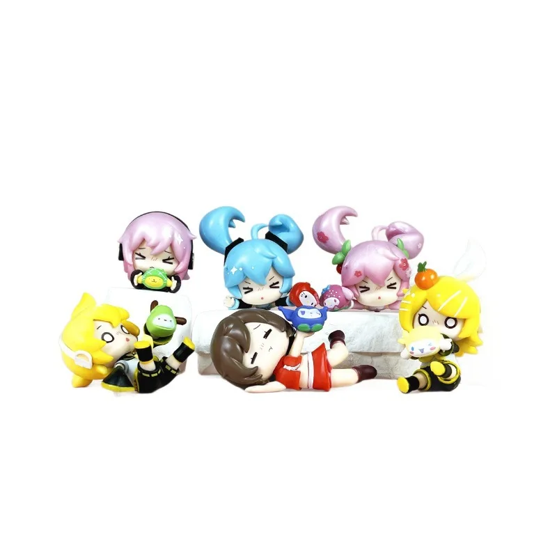ใหม่ 6 ชิ้น/เซ็ต Hatsune Miku อะนิเมะสาว Fell Down Melody Miku รุ่นสะสมเครื่องประดับตกแต่งรถของขวัญของเล่นเด็ก