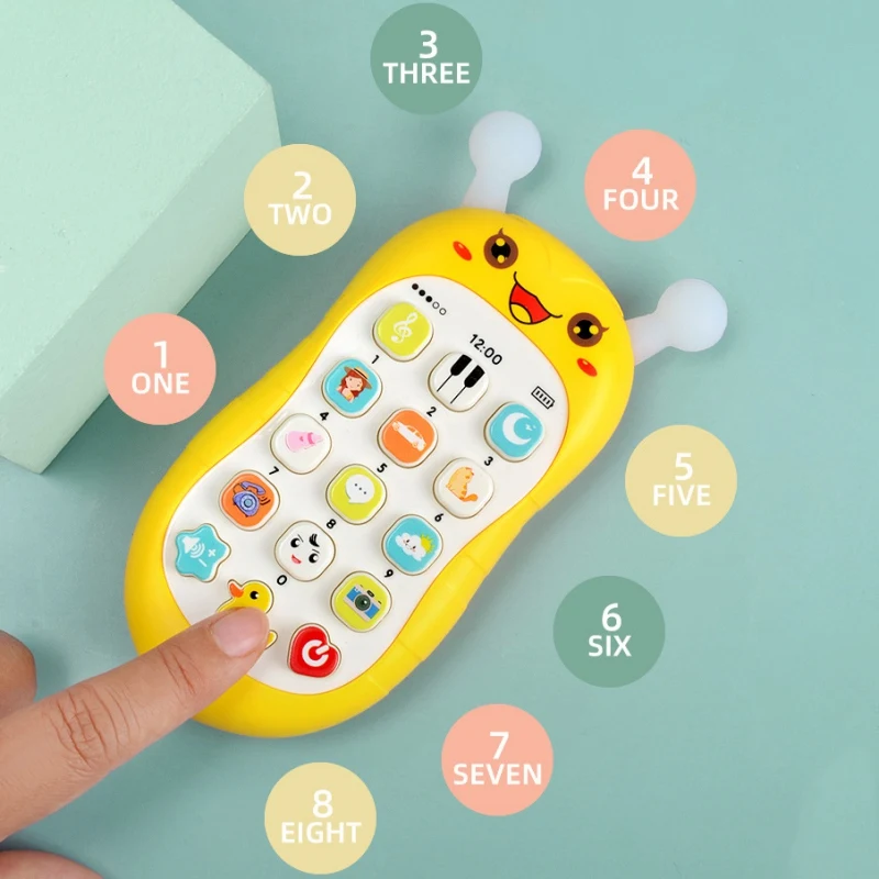 Baby Toys Music Sound Cartoon Telephone Sleeping Phone Shape Teether Simulation Phone Infant Early Educational Toddler Gifts