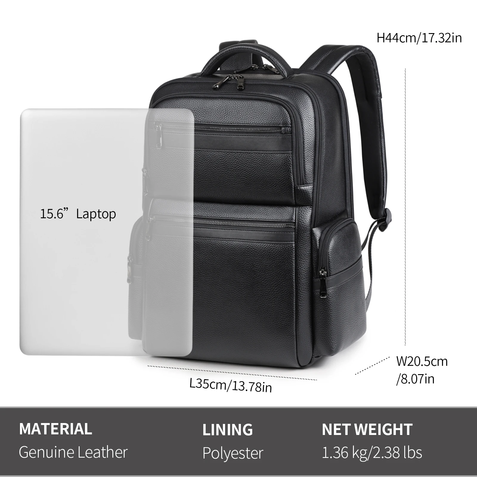 Mochila negra de cuero genuino - Leather Work Rucksack Mens reseña y precio