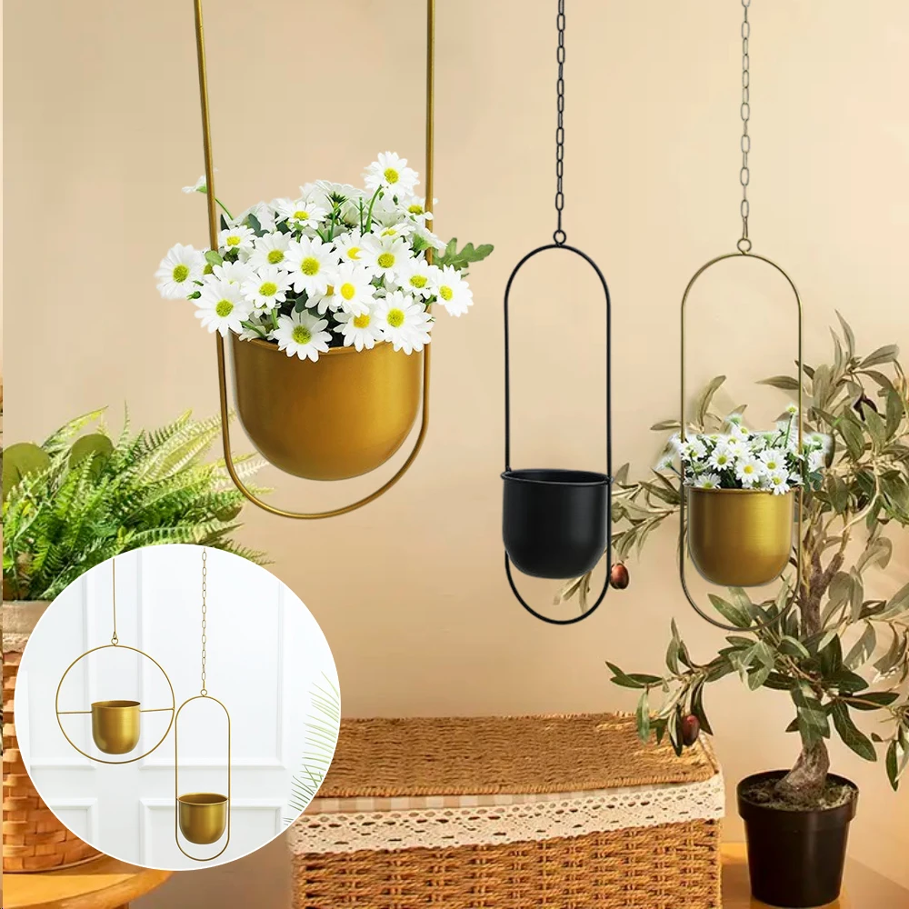 

Rural Iron Hanging Flower Pots Succulent Plant Pot Plant Flower Hanging Baskets Home Decoration Nordic Style Wall Mounted Basin