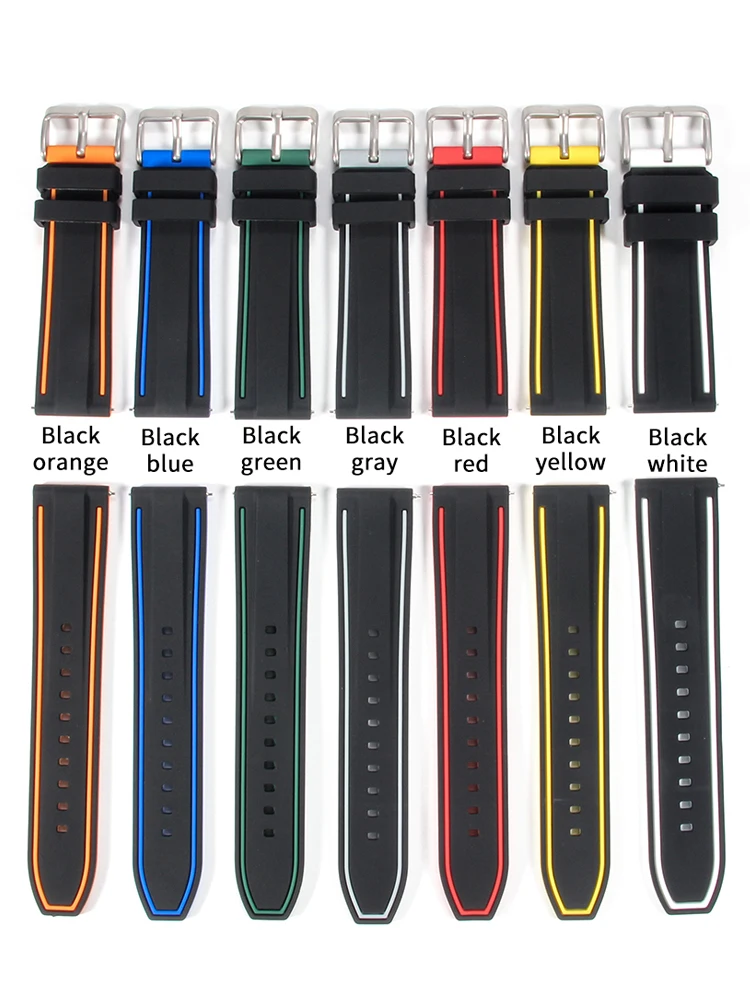 For Meidou Rudder Orange Rudder Navigator M005 Black Silicone Watch Strap Men\'s Omega Joint Name Swatch Universal Watchband