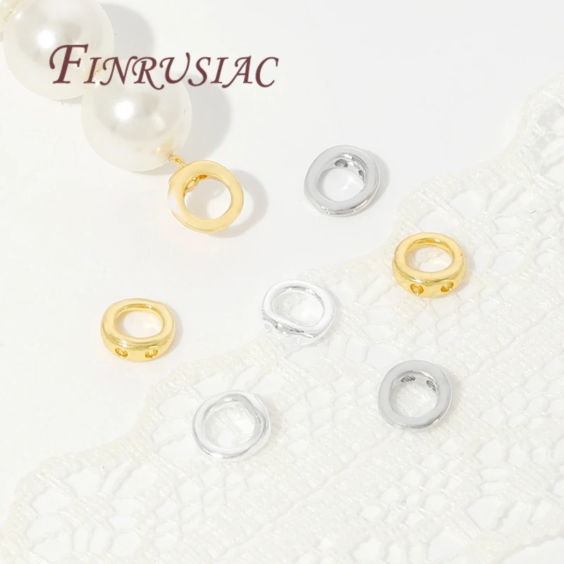 20Pcs 2 Holes Connecting Rings For Jewelry 18K Gold Plated Connectors For Bracelets Accessories,Findings For DIY
