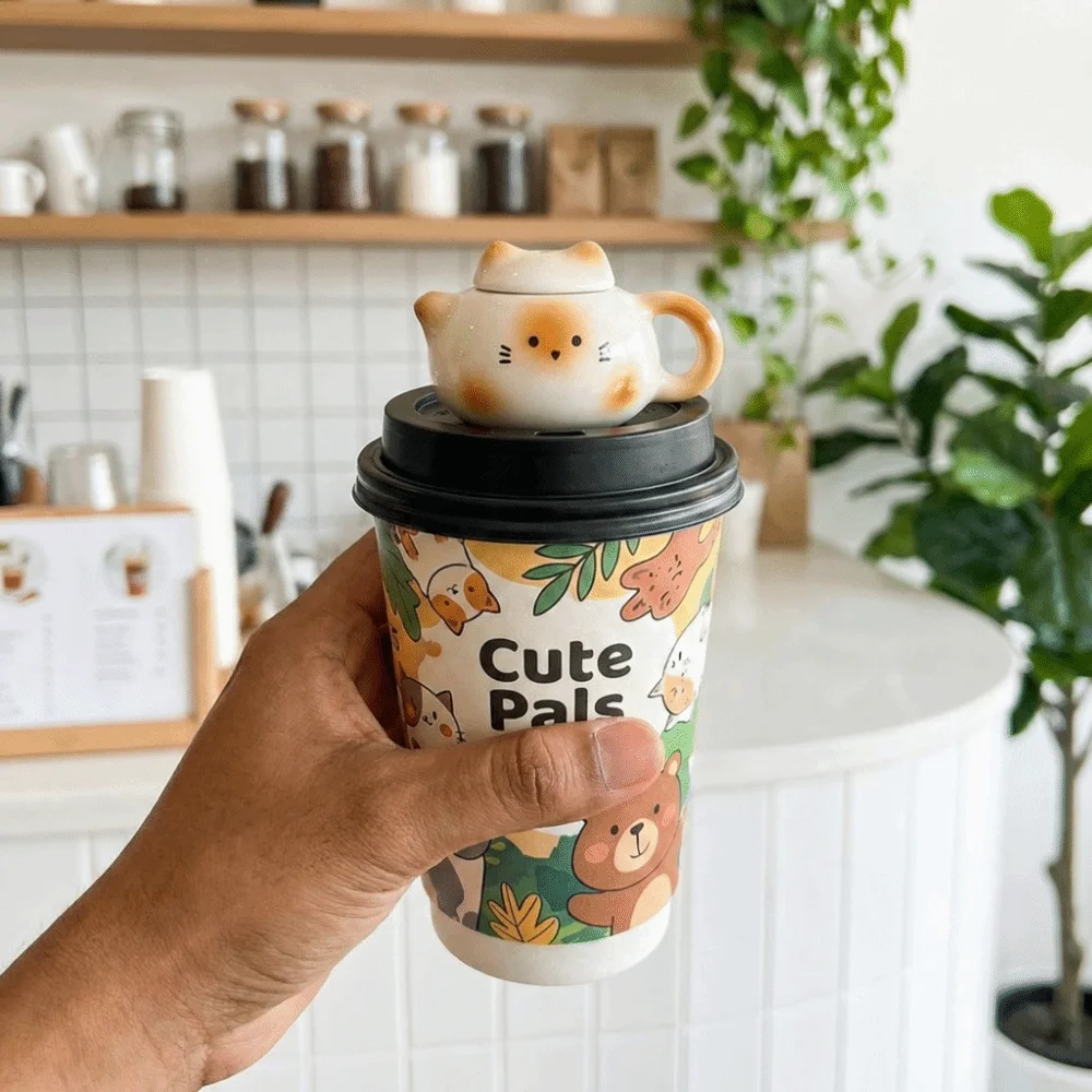 Chinese Style Mini Ceramic Teapot Ornaments Exquisite Traditional Milk Tea Lid Accessories Smooth Ceramic Cat Ear Pot
