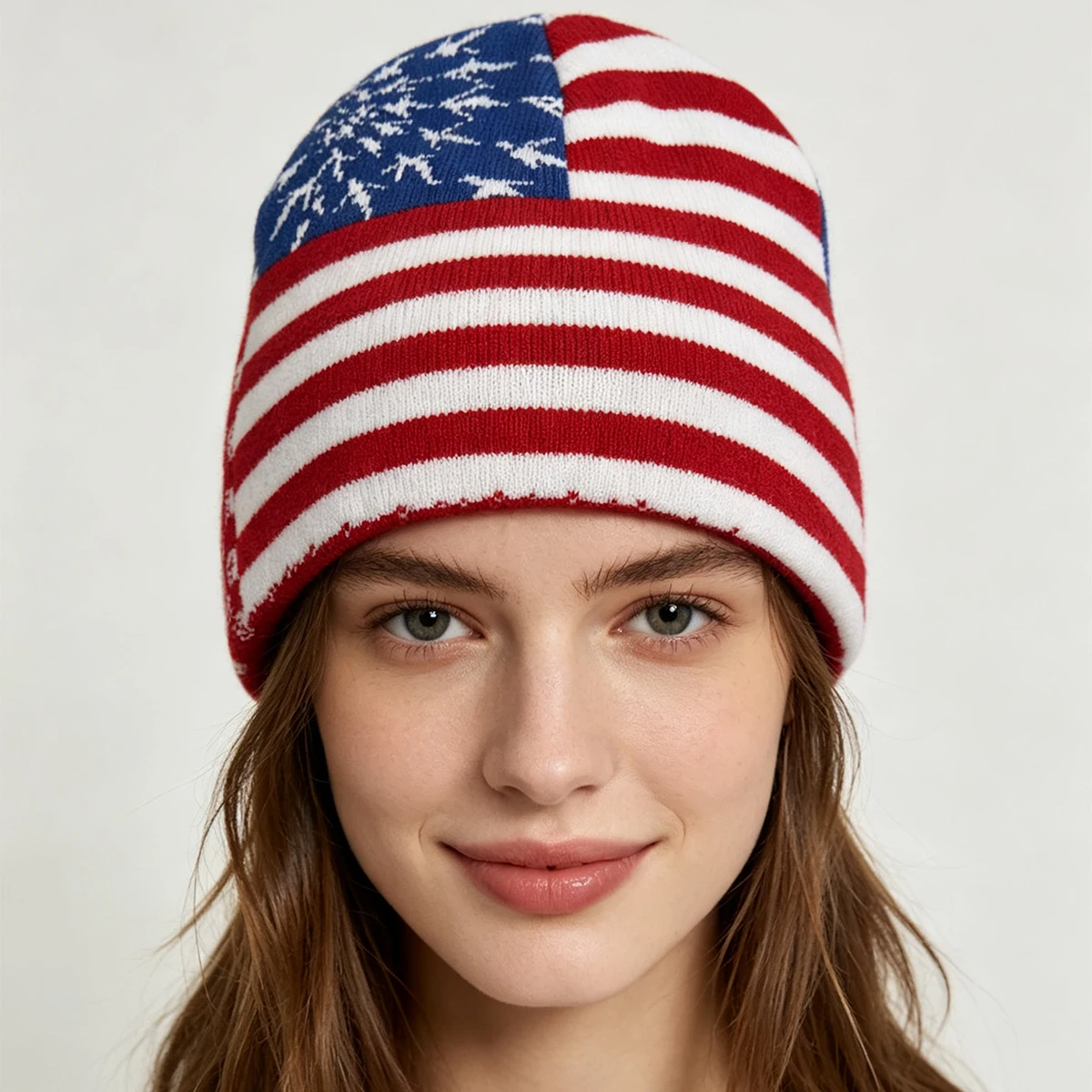Niche American Retro Jacquard Flag Striped Knitted Hats New Men Women Warm Color Block Versatile Personal Fashion Casual Beanies 4