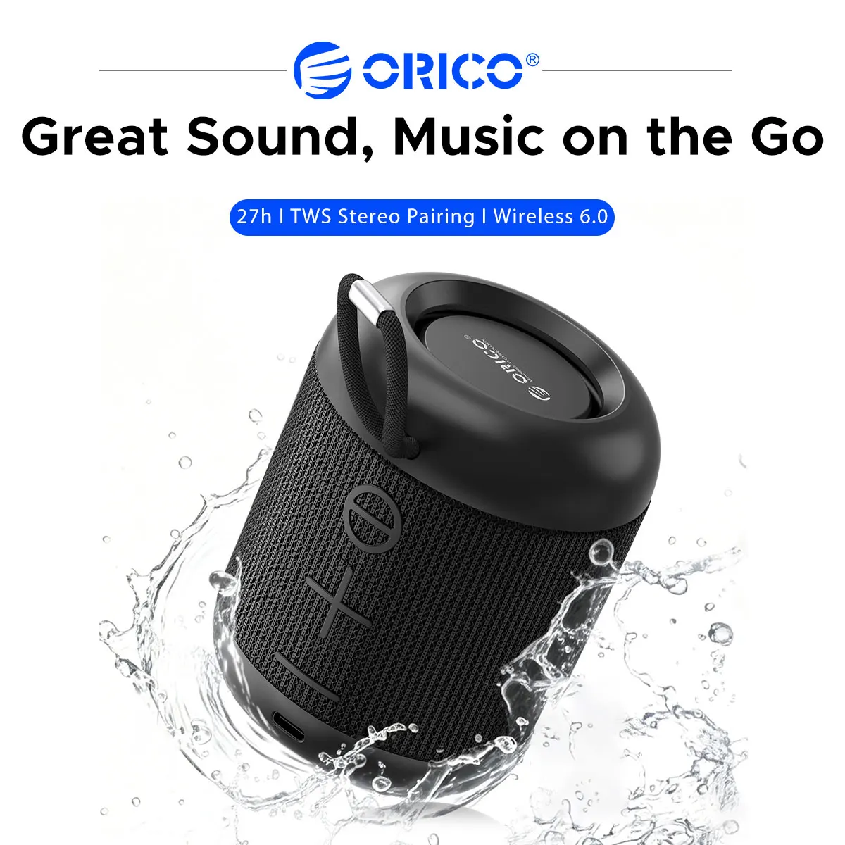 Caixa de Som Bluetooth Mini ORICO IPX5 à Prova d'Água 5W TWS Estéreo 27H de Tempo de Reprodução Portátil Sem Fio para Uso Externo