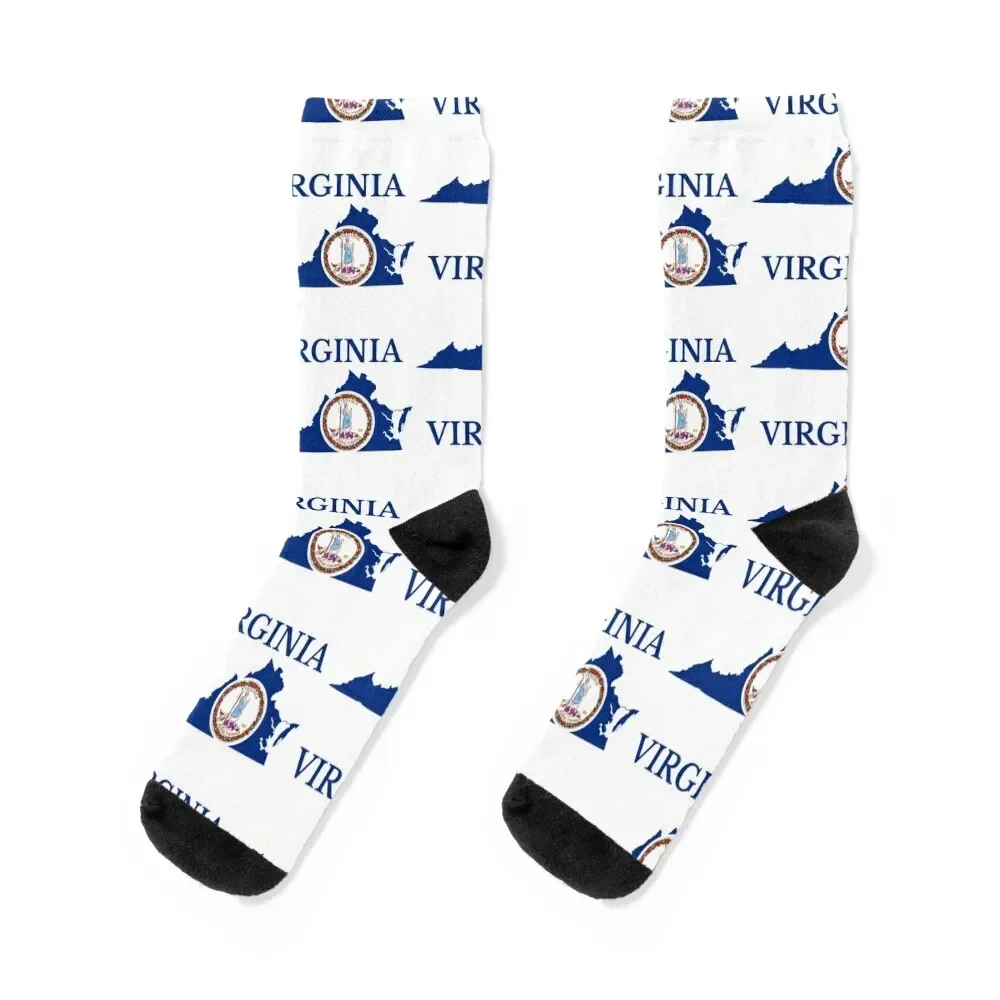 

Virginia Flag Map Socks summer christmas stocking cotton cool Socks Men Women's