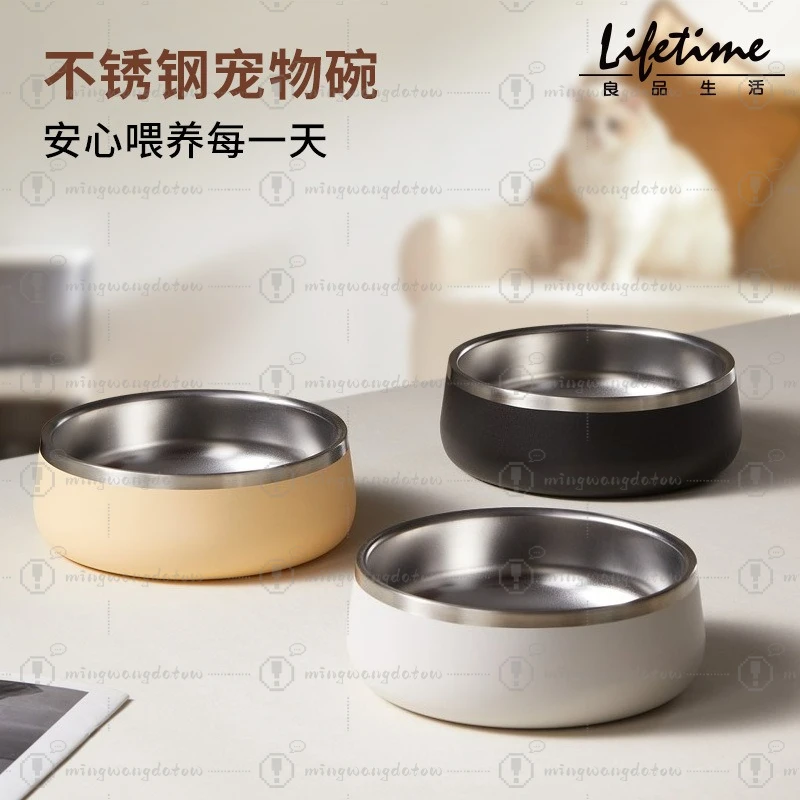 Double Layer Stainless Steel Pet Bowls for Dogs Cats, Non-Slip Unbreakable Food Water Feeder view 2