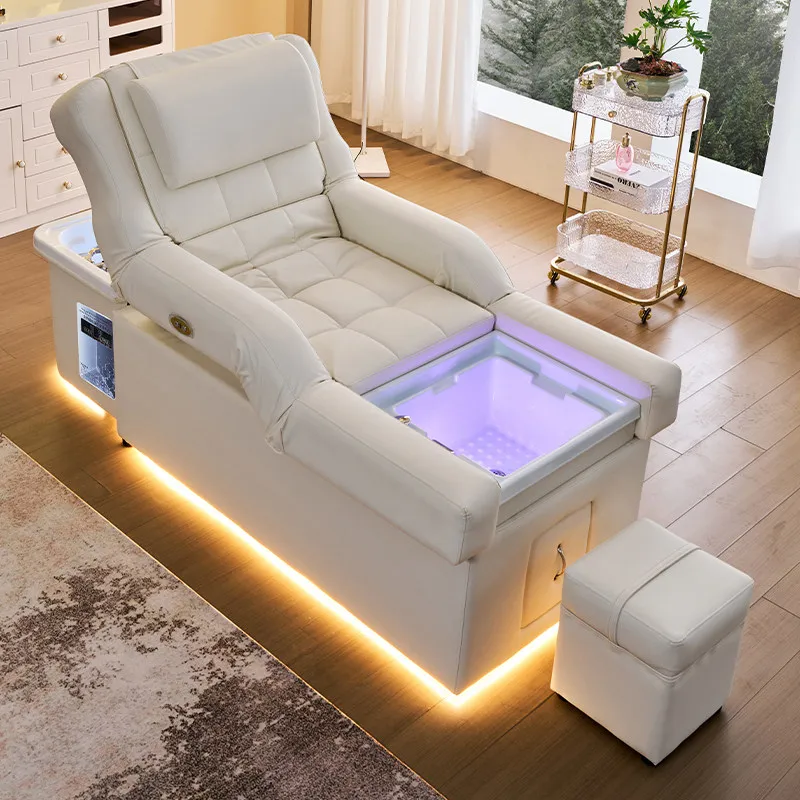 Electric lifting head therapy foot bath integrated shampoo bed water circulation beauty  special massage massage massage ear bed