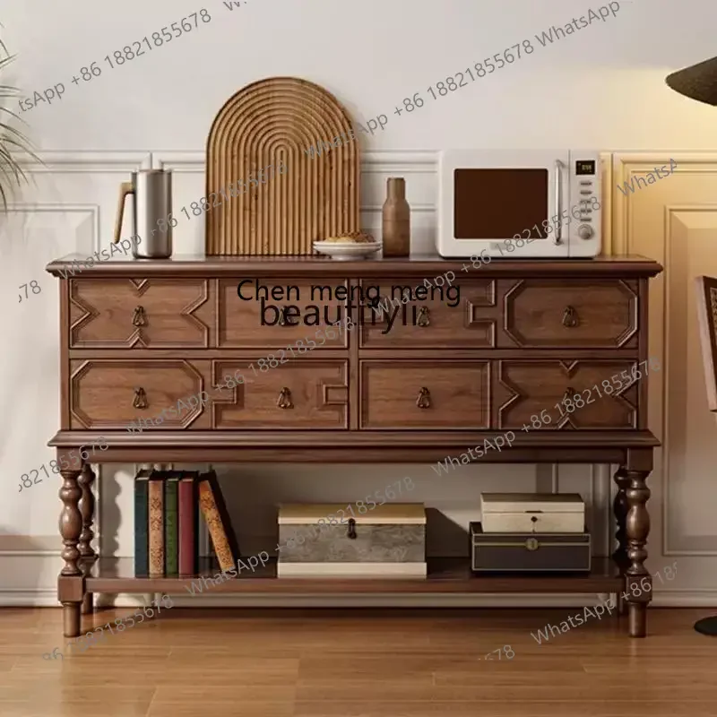 CC182American retro solid wood entrance French dining side living room partition wall storage cabinet R