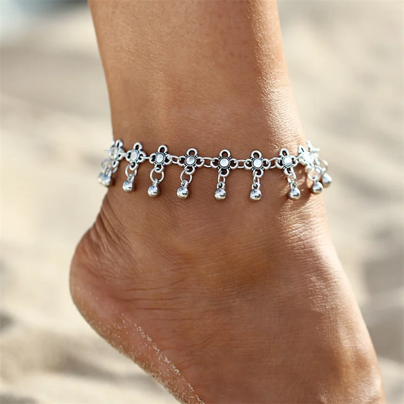 2/3pcs/set Beach Anklets for Women Pearl Beads Sunflower Pendants Foot Chains Bohemian Foot Accessories Summer Barefoot Chain