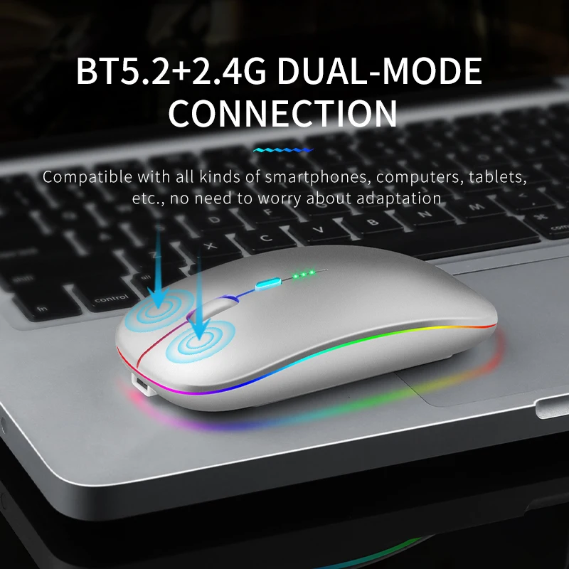 Recarregável Novo Mouse Opto-eletrônico Sem Fio Bluetooth para Computador Portátil PC Macbook Gaming e Trabalhando com Receptor USB