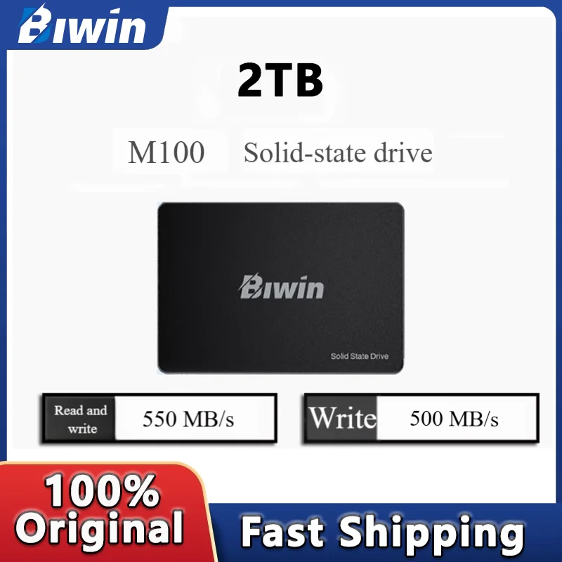

BIWIN M100 SSD 2T SATAIII 2,5-дюймовый высокоскоростной твердотельный твердотельный диск для ноутбуков и настольных ПК