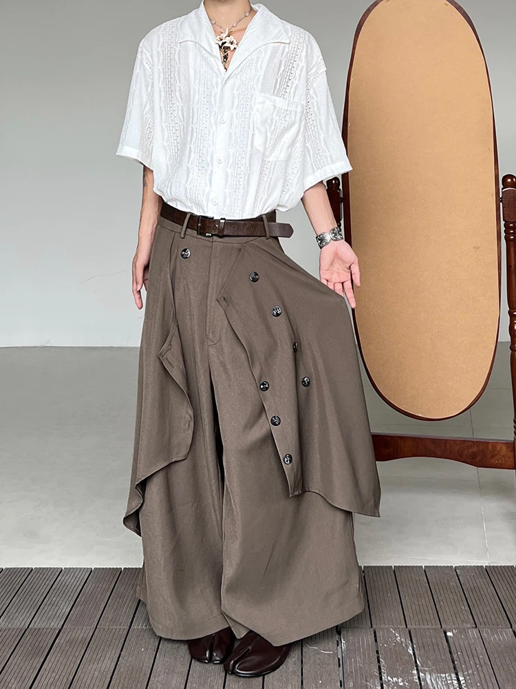 

Retro Japanese Style Wide Leg Nine-Tenths Pants Asymmetrical Design Casual Youthful Polyester Fabric Purely E-commerce