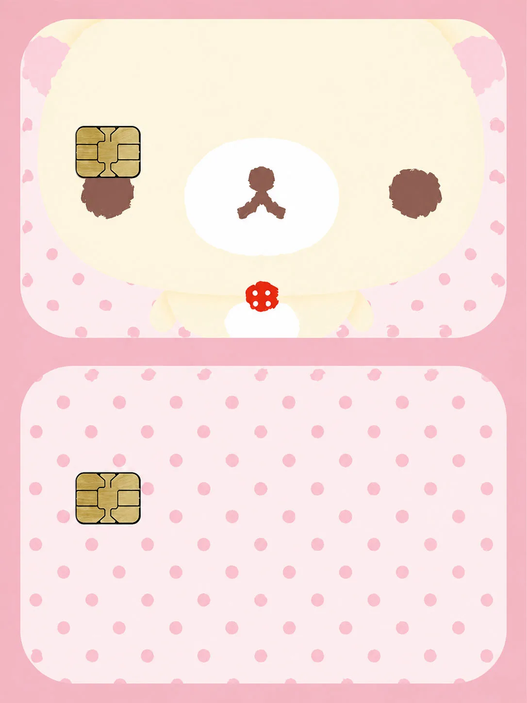 2 Stück/Set Niedlicher Rilakkuma Bär Rosa Polka Dot SIM-Karten-Aufkleber Inspiriertes Accessoire für Mädchen Y2K Ästhetische Dekoration Geschenk – Detail 4