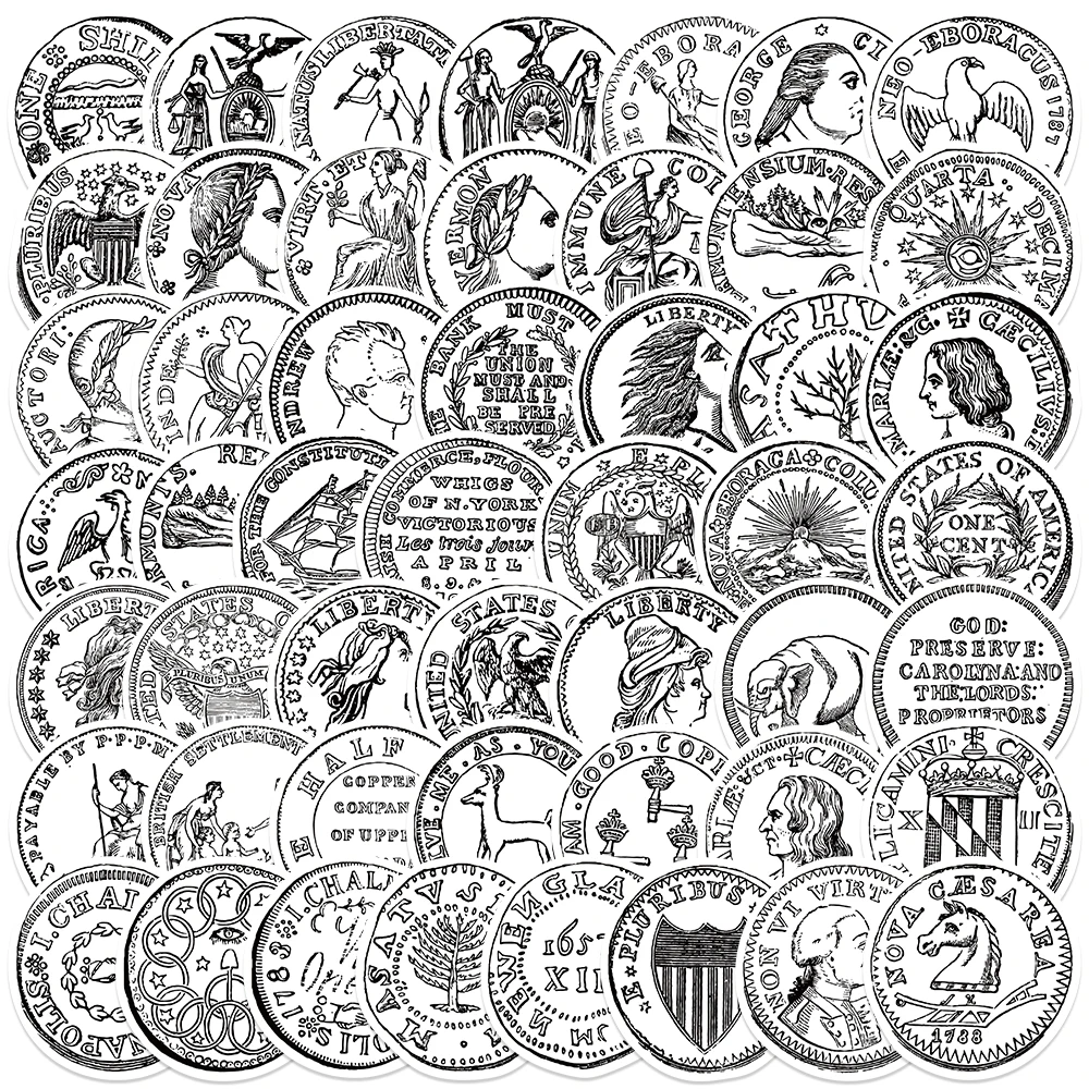 

50 Pcs/pack Funny Coin Stickers Cartoon Money Dollar Decals Decals DIY Notebook Phone Syitcase Bike Waterproof Graffiti Toy