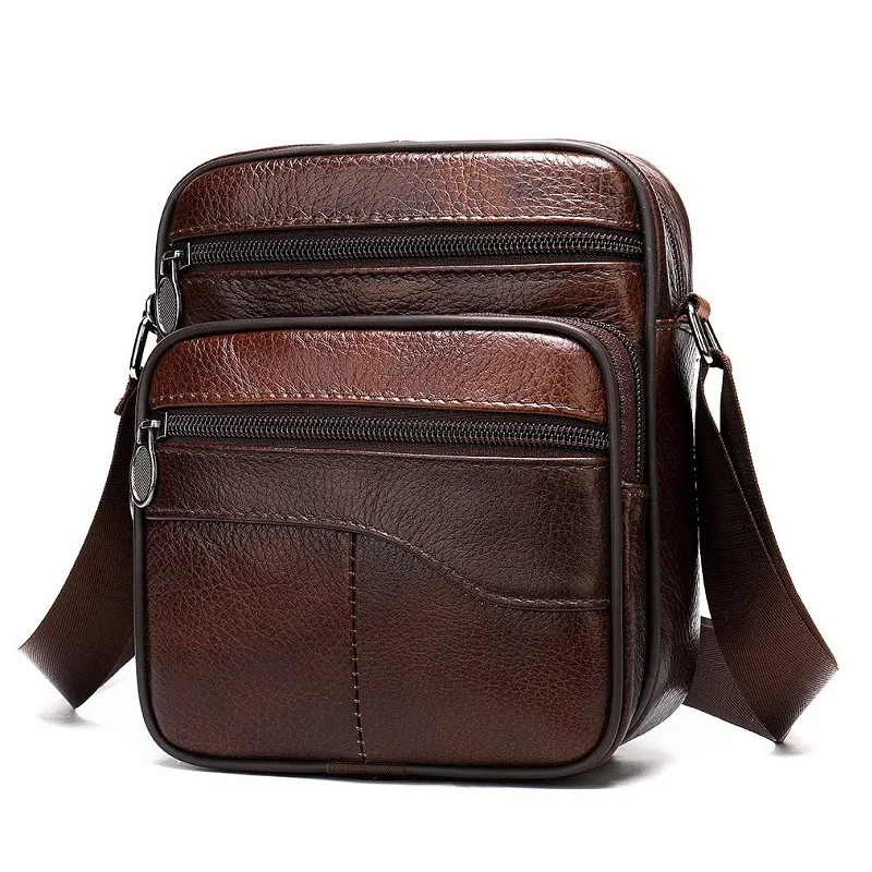 

Men's Casual Fashion Genuine Leather Shoulder Bag Top Layer Cowhide Crossbody Large Capacity Business Bag