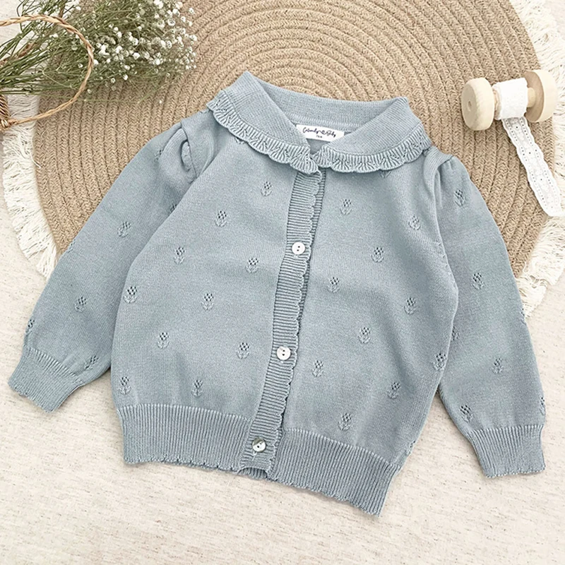 Child Baby Girl Sweater Cardigan Long Sleeves Knitted Lapel Sweater Coat Children Baby Girl Spring Autumn Sweater Clothes