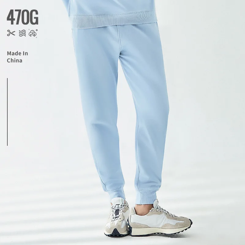 

470G Heavyweight Fashion Sweatpants Men's Unisex Solid Color High Quality Thick Fleece Straight Casual Pants Drawstring Trousers