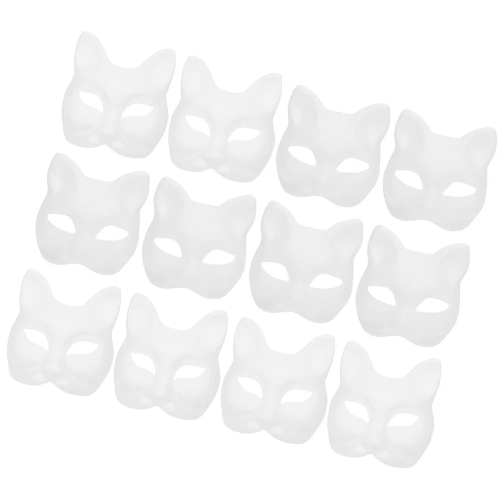 12 Pcs Blank Mask Party Masks Dino Unpainted Masquerade Accessories DIY White Paper Halloween Paintable Clothing