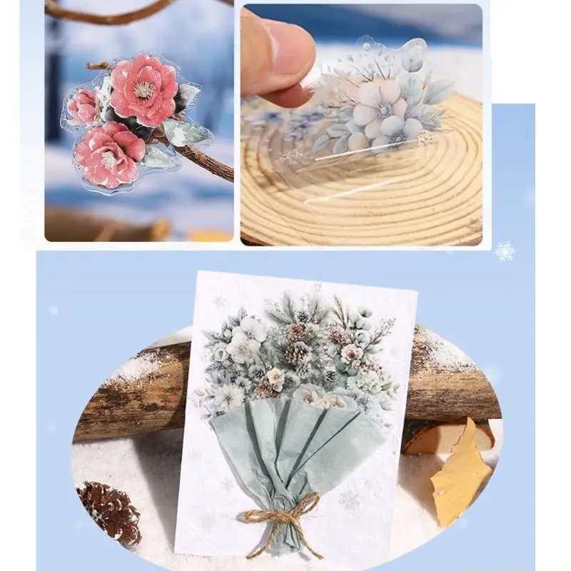 

Наклейка с цветочным узором, водонепроницаемая эстетическая наклейка для ПЭТ для журнала скрапбукинга