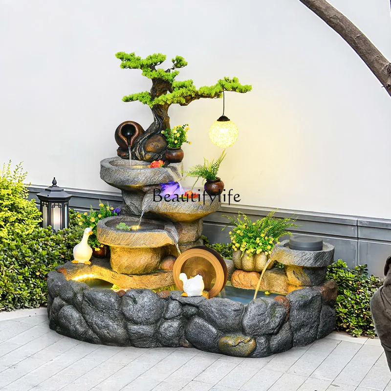 

Balcony Courtyard Decorations Pastoral Fountain Circulation Wealth Feng Shui Wheel Fish Pond Tank Landscape Artificial Mountain