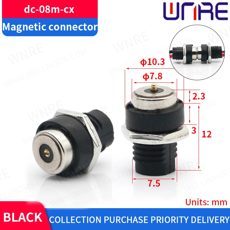 1set new magnet connector circular male and female dc power socket screw thread pogopin magnetic connector