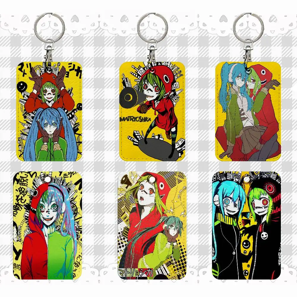 anime-matoryoshkas-vocaloid-retangulo-caso-de-cartao-de-identificacao-chaveiro-saco-de-cartao-de-acesso-etiqueta-chave-anel-titular-do-cartao-de-couro-chaveiro-acesso