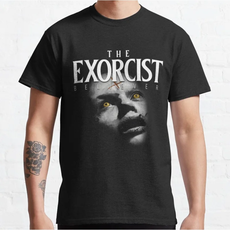 Retro Movie The Exorcist 0228 Scream film Graphic t shirt Scary Halloween Gift Tee Horror Nights tops All size Men's clothing