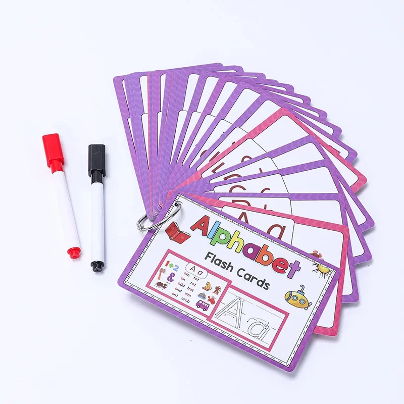 Phonics Early Childhood Alphabet English Word Flashcards Natural Erasable Cards Puzzle Activities Interactive Learning Tools