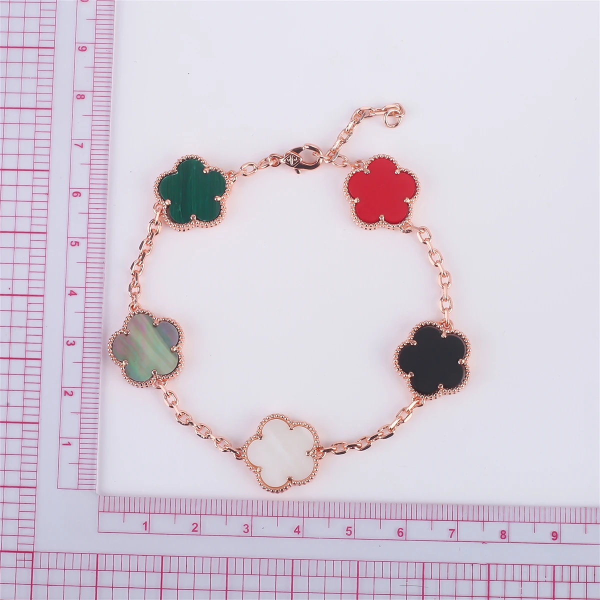 Rose Gold Hot Selling Natural Stone Plum Blossom Plant Five Leaf Flower Adjustable Bracelet 15MM High Quality Gold Plated Clover