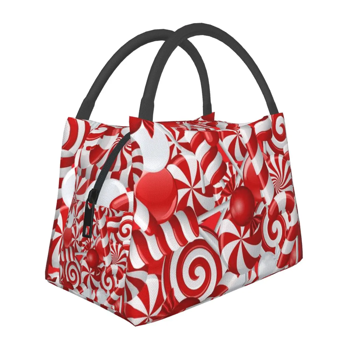 Peppermint Candy Insulated Lunch Bag for Women Bento Storage Food Boxes Portable Container Cooler Thermal Lunch Box Tote