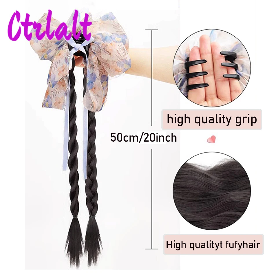 New Chinese Style  Synthetic Wig Braid National Style Claw Clip Twisted Braid Hanfu Cheongsam Ancient Style Wig Ponytail