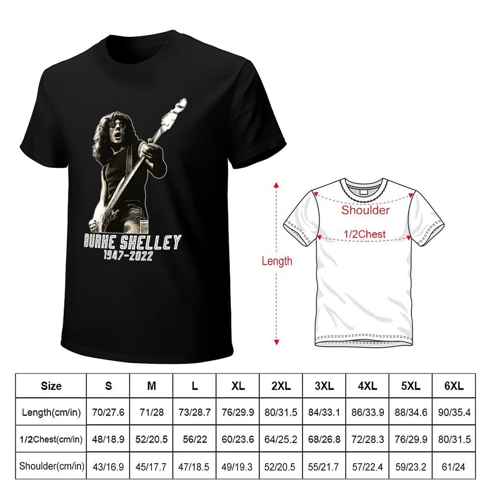RIP Burke Shelley T-Shirt Basic Plain Short Sleeve Crew Neck Tee