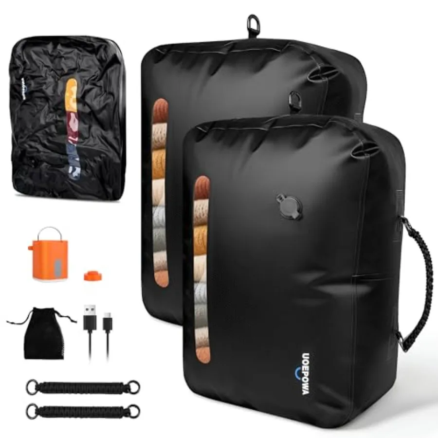 

Travel Vacuum Bags with Pump, 33L Vacuum Seal Bags for Clothing, IPX8 Waterproof Vacuum Storage Bags with Handle for Luggage, B