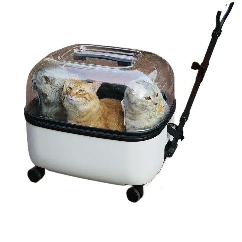 

ABS Fashion Durable Comfortable Pet Stroller with Zipper for Dogs Cats & Small Animals Large Capacity Travel Trolley with Wheels