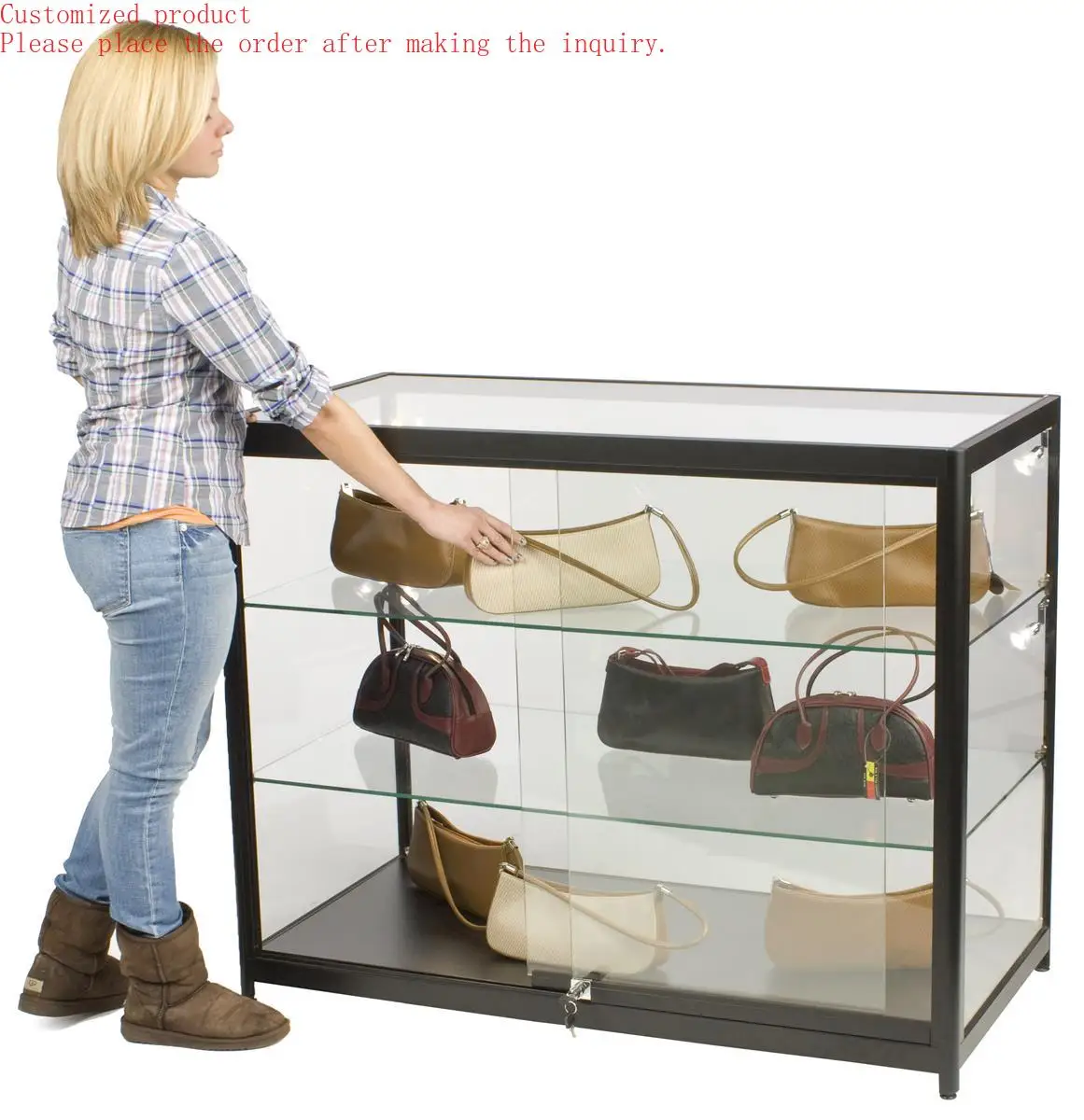 

Custom.Full Vision Storage Rack Glass Display Cabinet for Retail Store Customized Glass Display Showcase