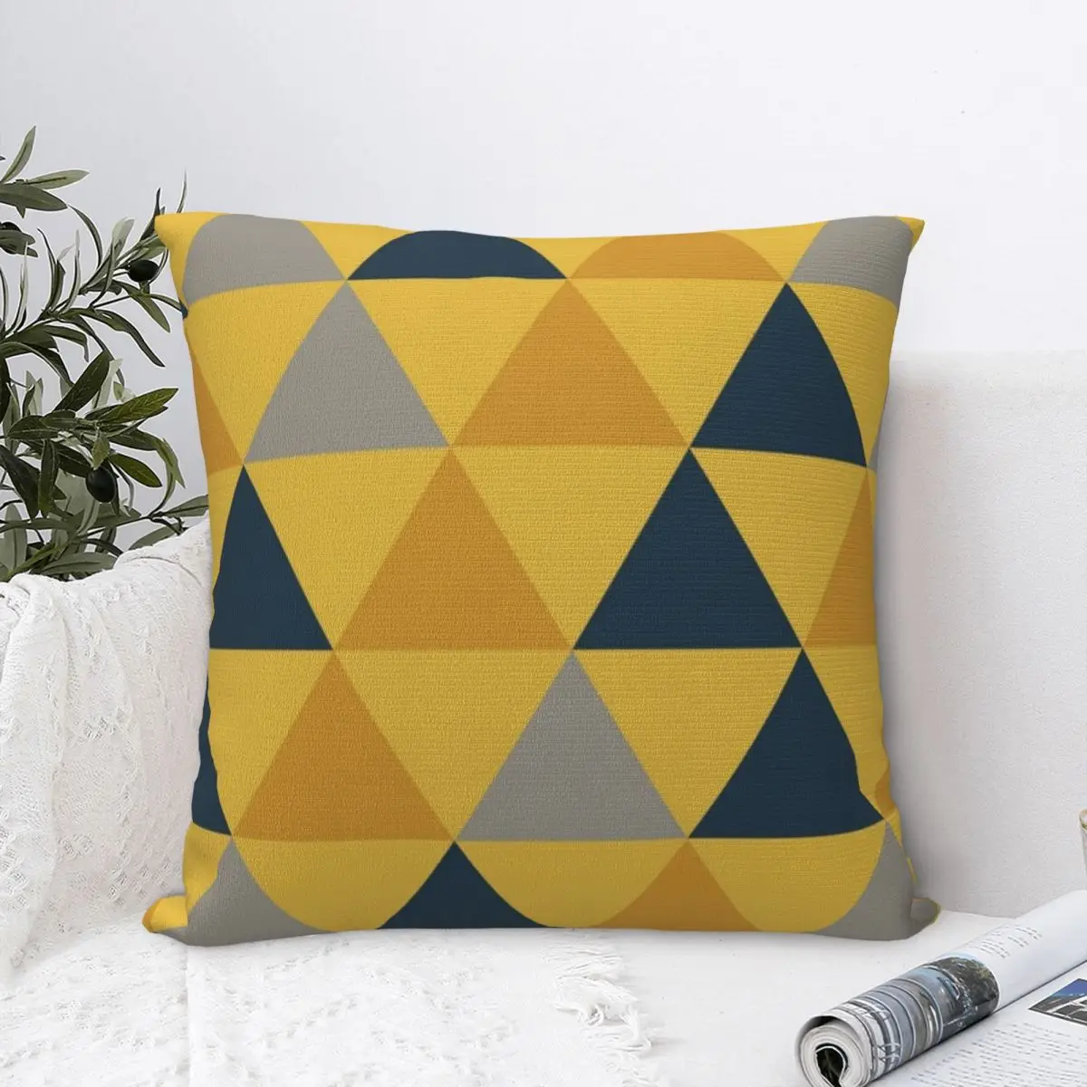 Triangular Dark Mustard Yellow Pillowcase Cushion Comfort Throw Pillow Sofa Decorative Cushions Used Home Bedroom Living Room