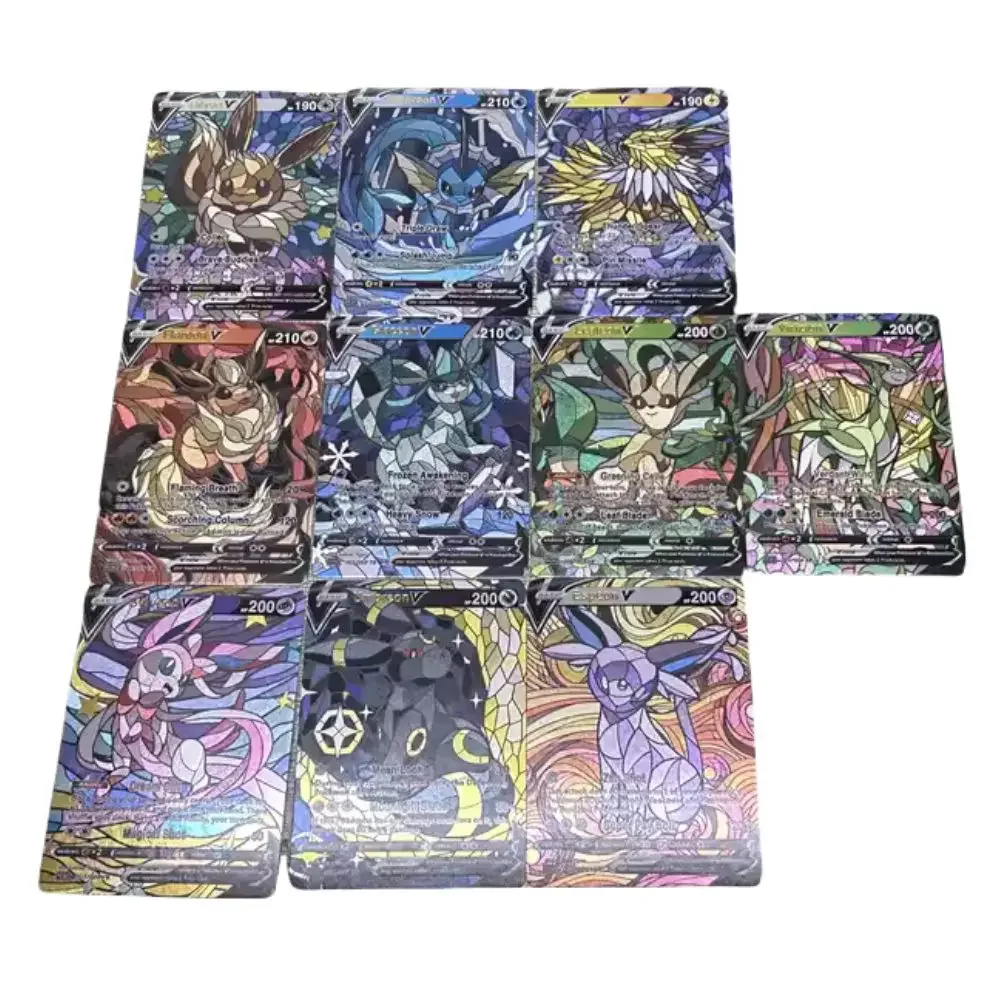 DIY Pokémon Original Self-made Series Set PTCG Eevee Vmax Rough Flash Card Anime Peripheral Game Collection Card Holiday Gift