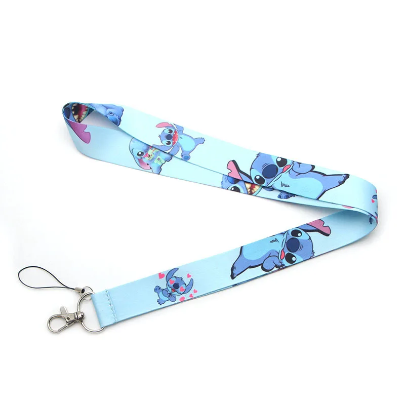 Disney Stitch Toy Traction Keychain Lanyard For Key Neck Phone Strap Electronic Cigarette Strap ID Key Strap Cartoon Kids Gift