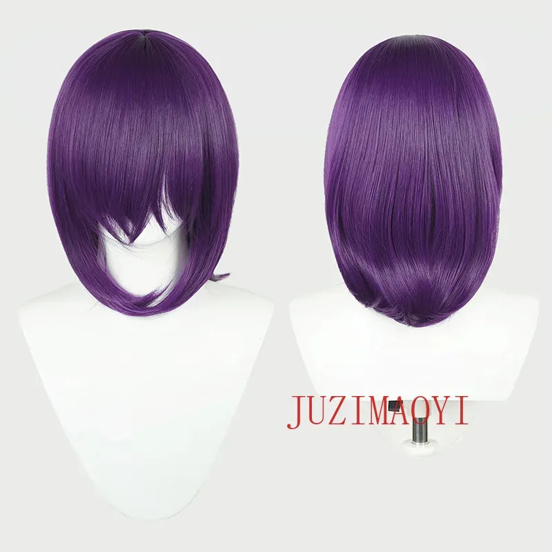 النساء لوليتا الوردي الأحمر الأزرق الأرجواني تأثيري الباروكات 40 سنتيمتر قصيرة بوب الباروكات مع الانفجارات مقاومة للحرارة الاصطناعية الشعر الباروكات العالمي